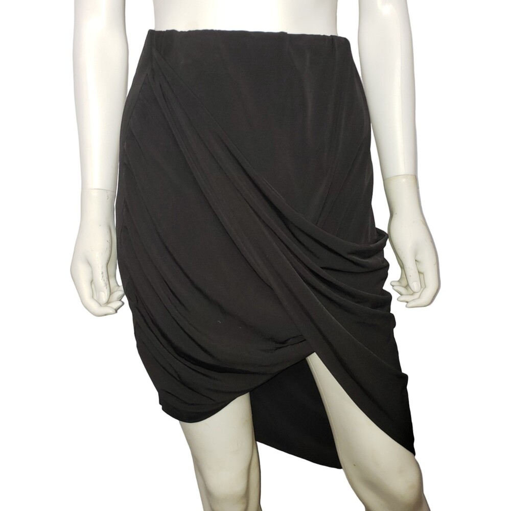 DKNY Black Draped Asymmetrical Skirt Size XS